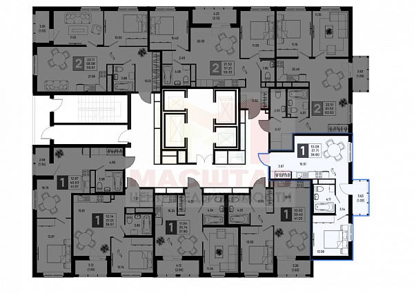 1-к. квартира, 38,8м², 6/22 эт. ЖК “Имена”